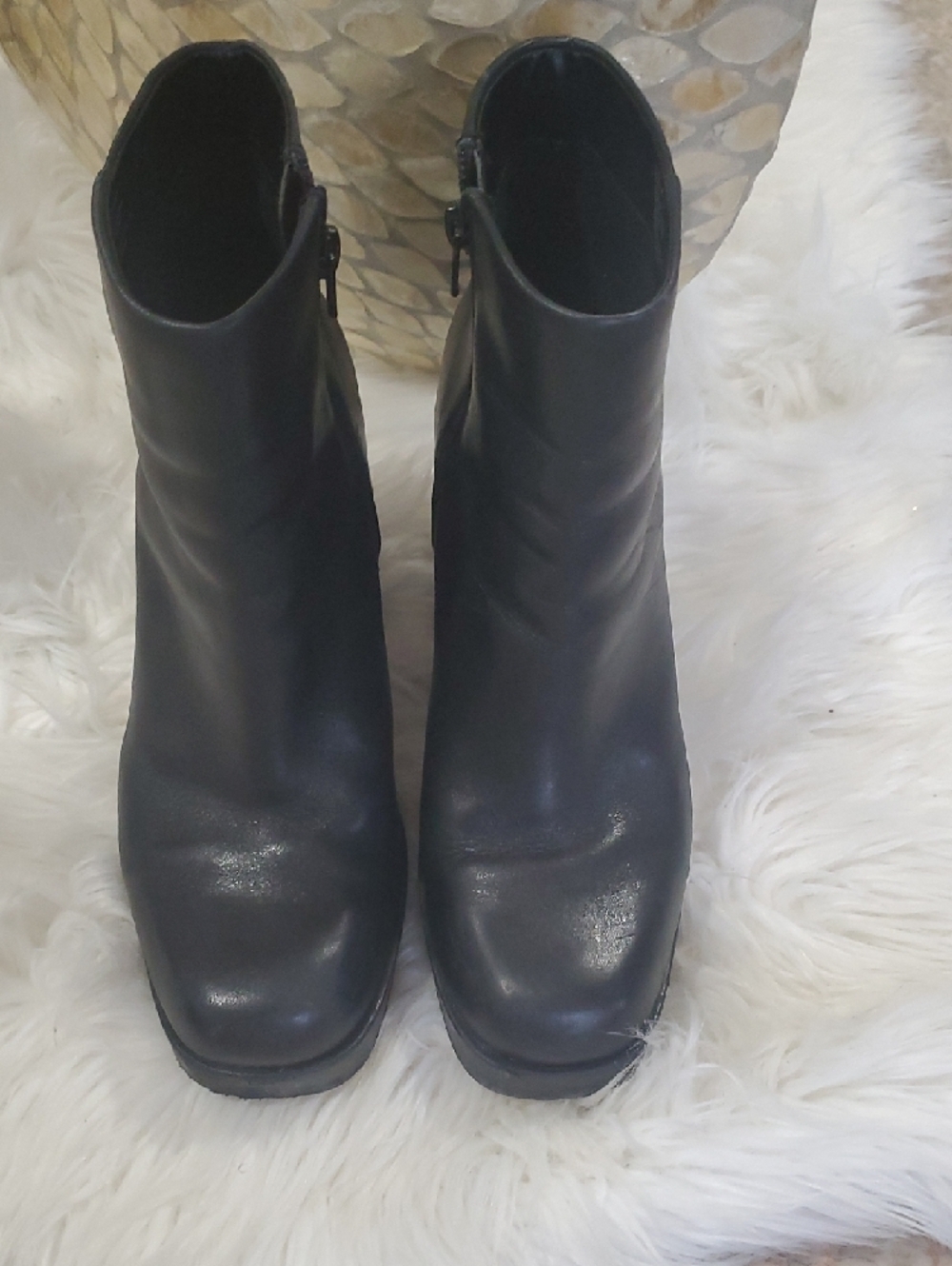 Y2k Steve Madden Elie Black Leather Block Heel Ankle Boots - Picture 2 of 16